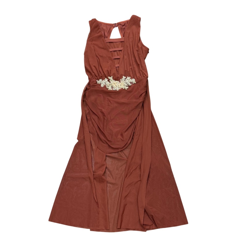Weissman Rust Lyrical Dance Costume Dress Floral Applique Strappy Back D13039 MA